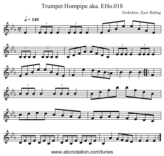 Trumpet Hornpipe aka. EHo.018 - staff notation