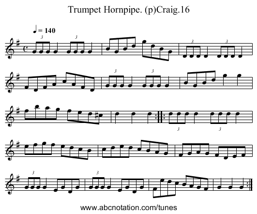 Trumpet Hornpipe. (p)Craig.16 - staff notation