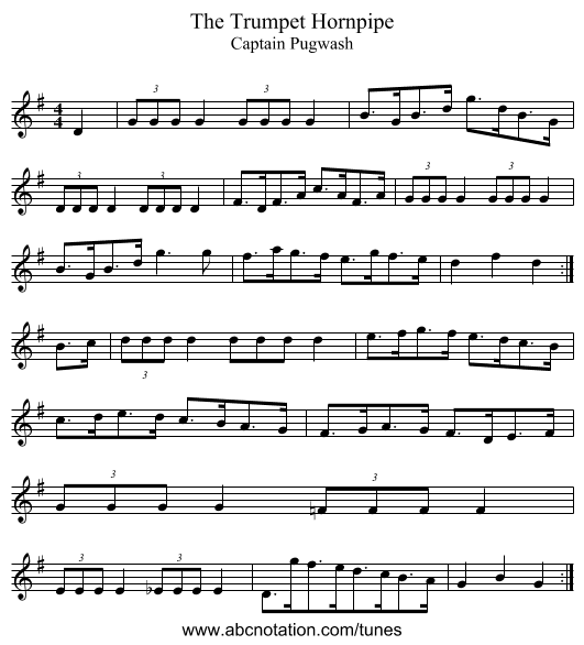 Trumpet Hornpipe, The - staff notation