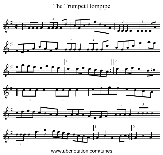 Trumpet Hornpipe, The - staff notation