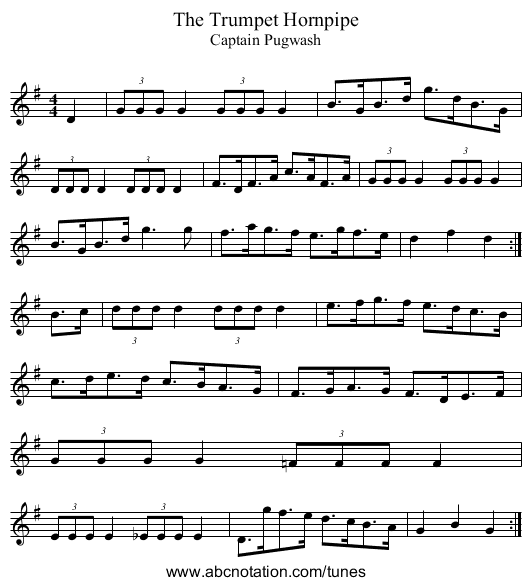 Trumpet Hornpipe, The - staff notation