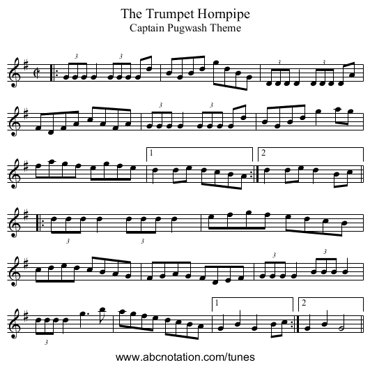Trumpet Hornpipe, The - staff notation