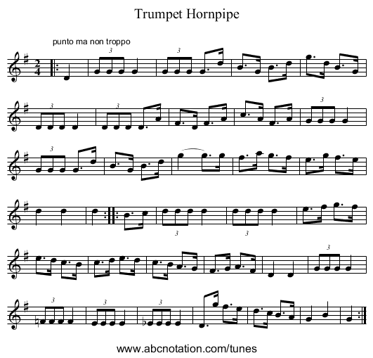 Trumpet Hornpipe - staff notation