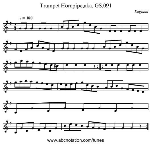 Trumpet Hornpipe,aka. GS.091 - staff notation
