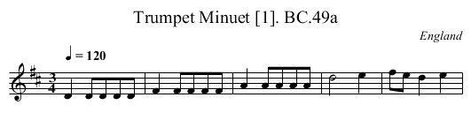 Trumpet Minuet [1]. BC.49a - staff notation