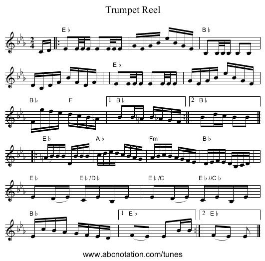 Trumpet Reel - staff notation