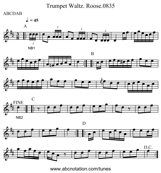 Trumpet Waltz. Roose.0835 - staff notation