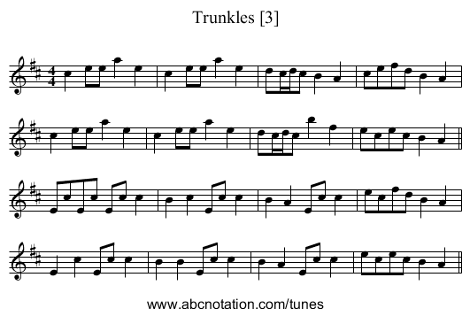 Trunkles [3] - staff notation