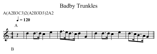 Trunkles, Badby - staff notation