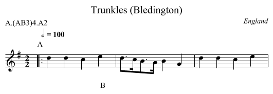 Trunkles (Bledington) - staff notation