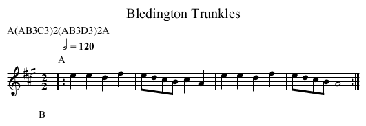 Trunkles, Bledington - staff notation
