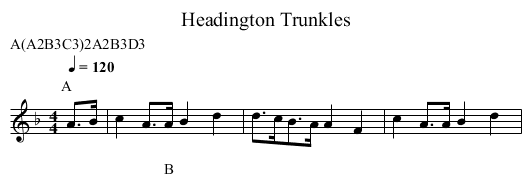 Trunkles, Headington - staff notation