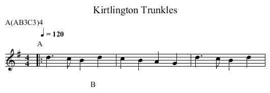 Trunkles, Kirtlington - staff notation