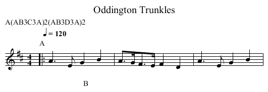 Trunkles, Oddington - staff notation