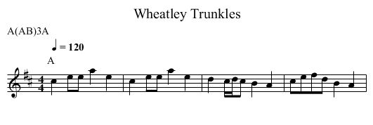 Trunkles, Wheatley - staff notation