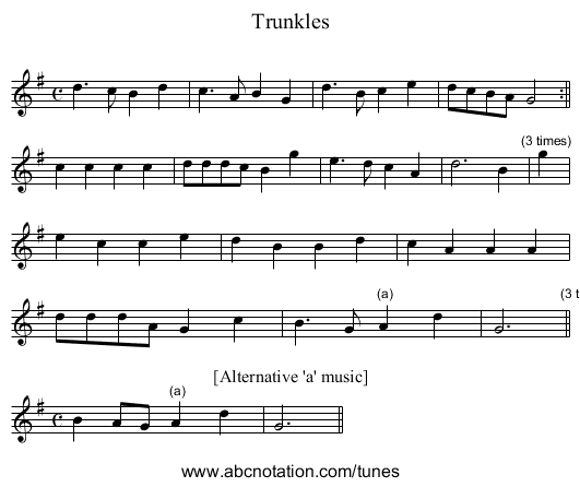 Trunkles - staff notation
