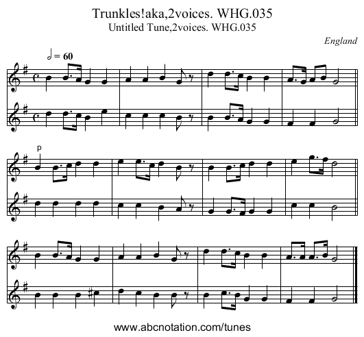 Trunkles!aka,2voices. WHG.035 - staff notation