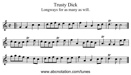 Trusty Dick - staff notation