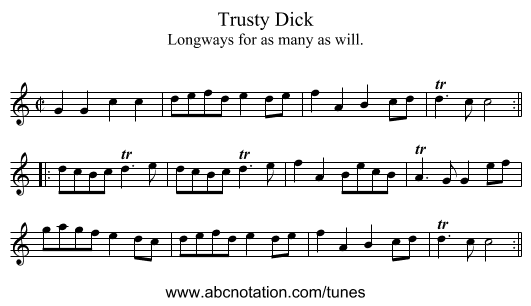 Trusty Dick - staff notation