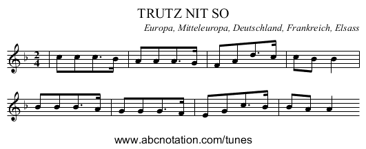 TRUTZ NIT SO - staff notation