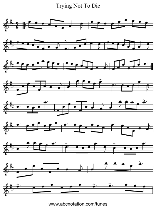 Trying Not To Die - staff notation