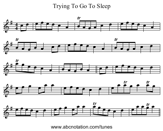 Trying To Go To Sleep - staff notation