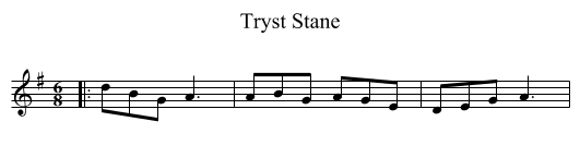 Tryst Stane - staff notation