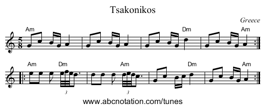 Tsakonikos - staff notation