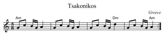 Tsakonikos - staff notation