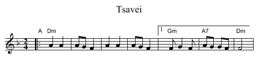 Tsavei - staff notation