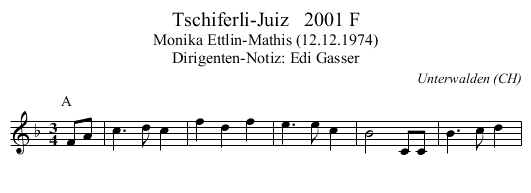 Tschiferli-Juiz   2001 F - staff notation