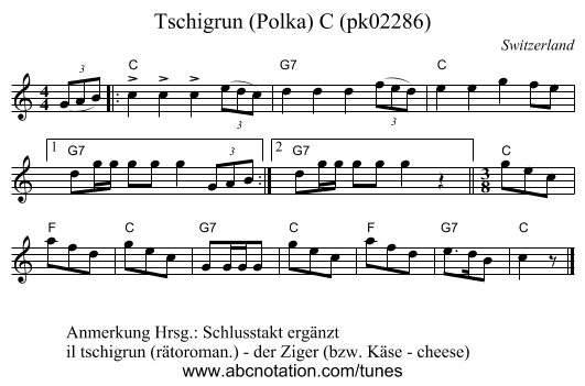 Tschigrun (Polka) C (pk02286) - staff notation