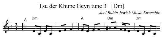 Tsu der Khupe Geyn tune 3   [Dm] - staff notation