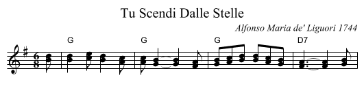 Tu Scendi Dalle Stelle - staff notation