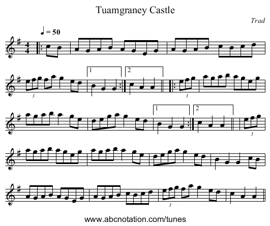 Tuamgraney Castle - staff notation