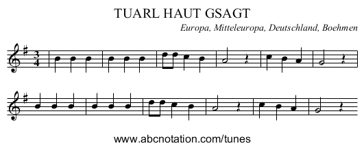 TUARL HAUT GSAGT - staff notation