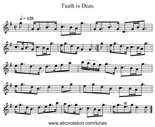 Tuath is Deas. - staff notation