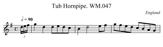 Tub Hornpipe. WM.047 - staff notation
