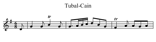 Tubal-Cain - staff notation