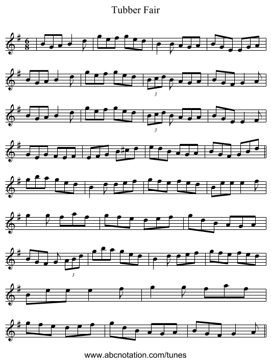 Tubber Fair - staff notation