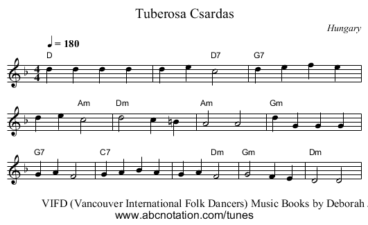 Tuberosa Csardas - staff notation