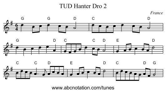 TUD Hanter Dro 2 - staff notation