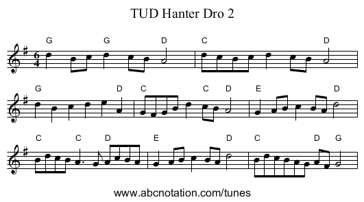TUD Hanter Dro 2 - staff notation