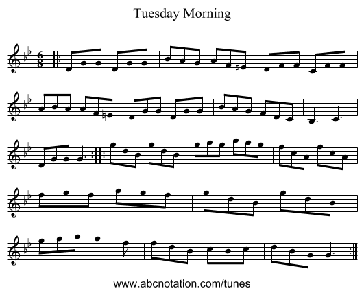 Tuesday Morning - staff notation