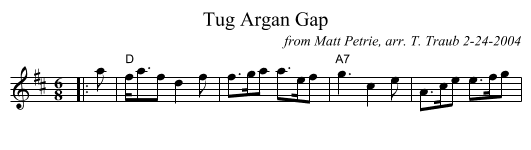 Tug Argan Gap - staff notation