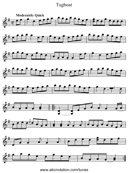 Tugboat - staff notation