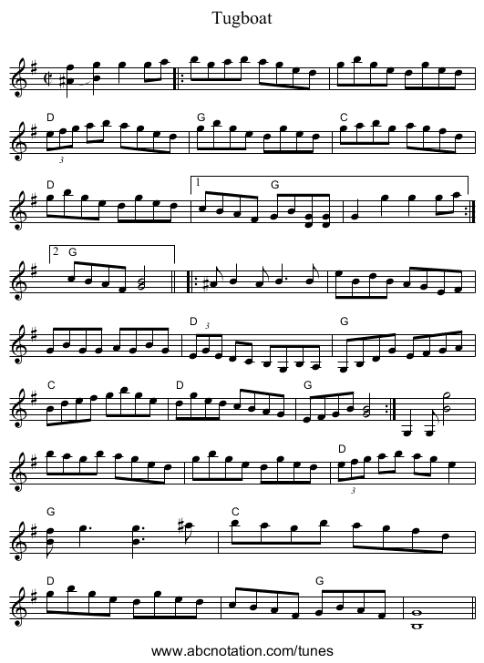 Tugboat - staff notation