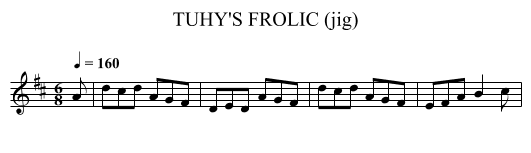 TUHY'S FROLIC (jig) - staff notation