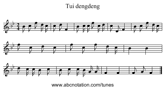 Tui dengdeng - staff notation
