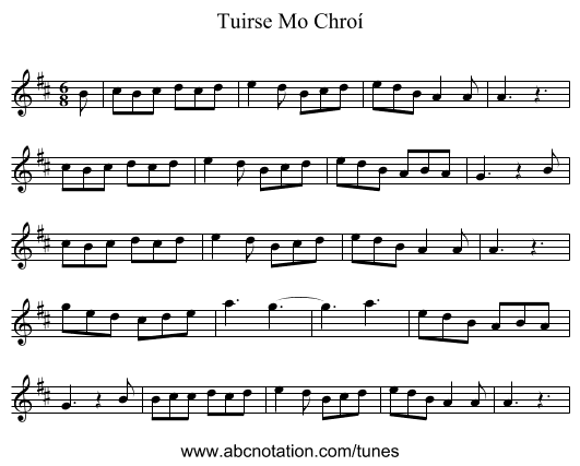 Tuirse Mo Chroí - staff notation